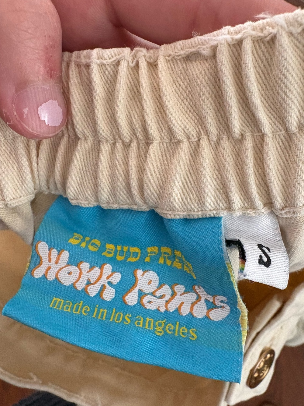 Big Bud Press Cream Work Pants with Airbrushed Flowers - Picture 5 of 5